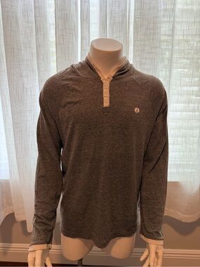 Volcom Men’s Large Gray Hooded Henley Long Sleeve Shirt
